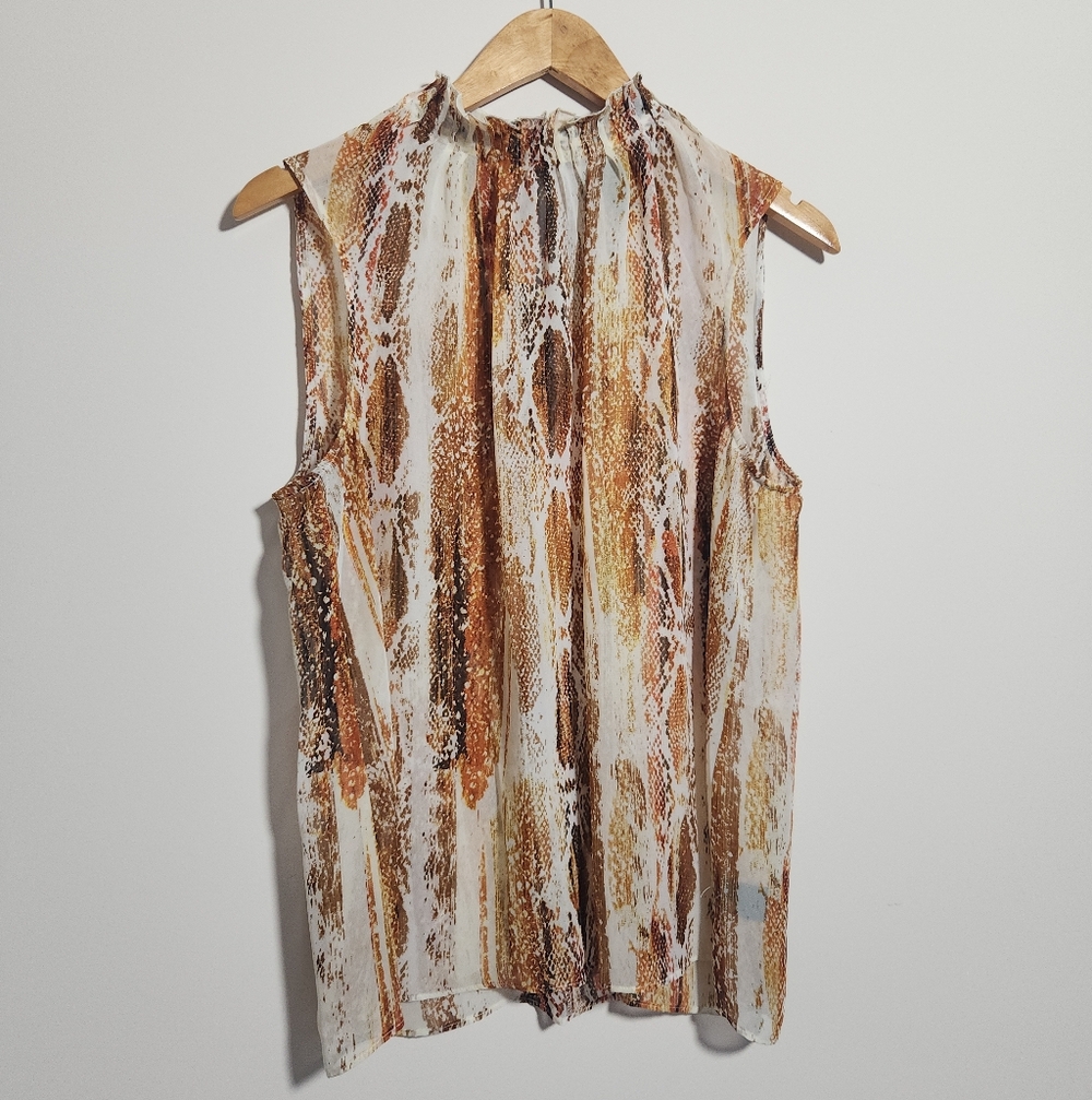 Worthington Sheer Snakeskin Print Sleeveless Top – Size Large